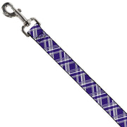Dog Leash - Plaid X3 Purple/Gray/White