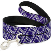 Dog Leash - Plaid X3 Purple/Gray/White
