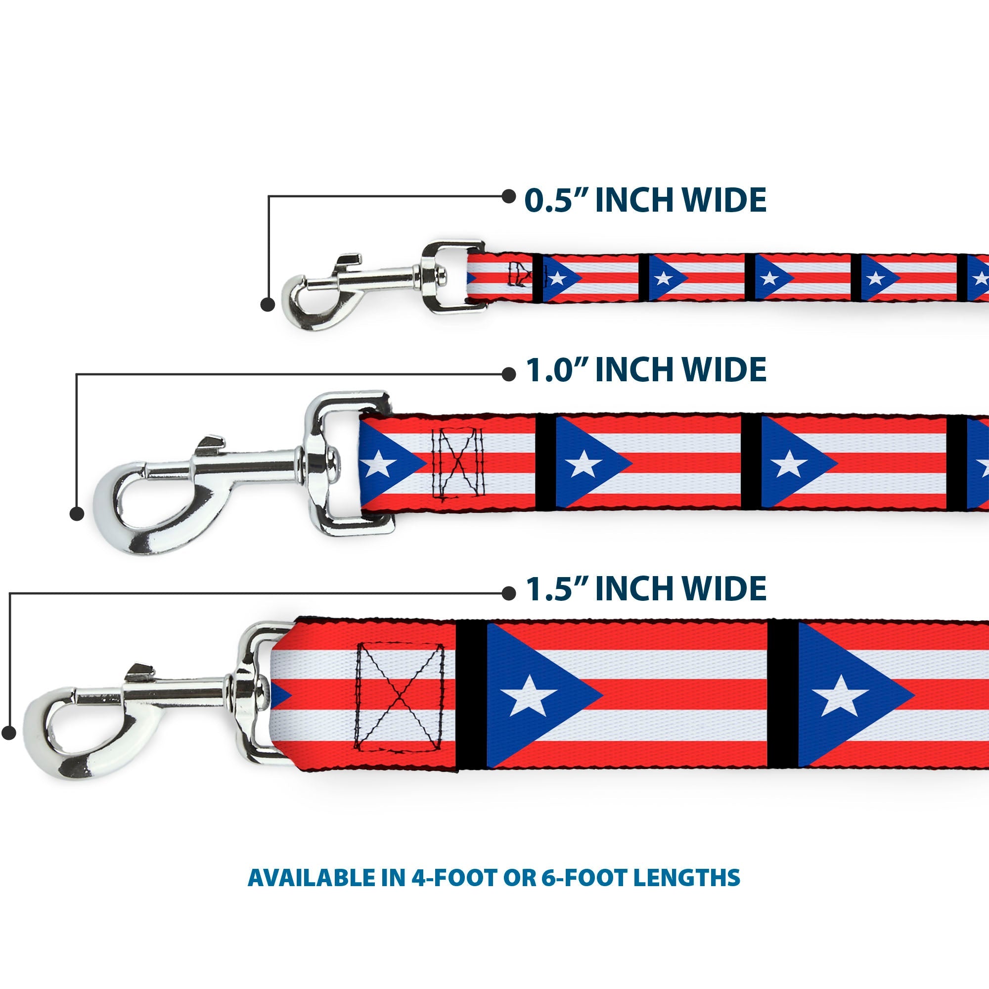 Dog Leash - Puerto Rico Flag Repeat/Black