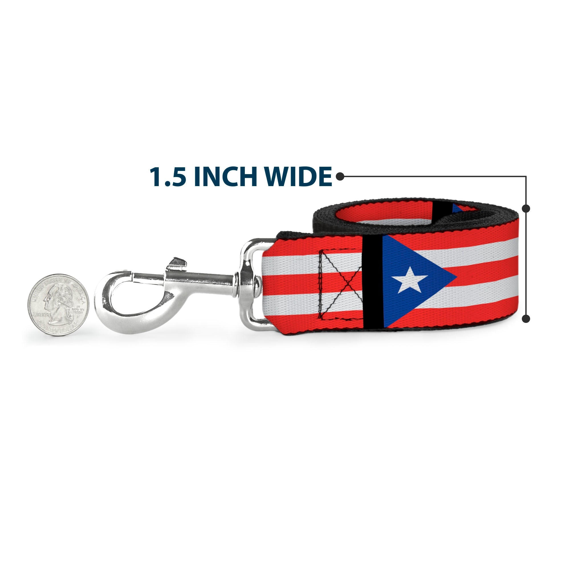 Dog Leash - Puerto Rico Flag Repeat/Black