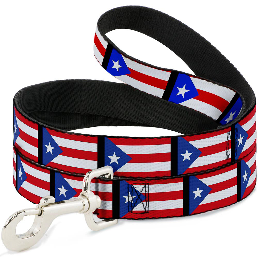 Dog Leash - Puerto Rico Flag Repeat/Black