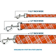 Dog Leash - Plaid X4 Oranges/White