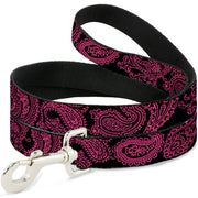 Dog Leash - Paisley Black/Neon Pink