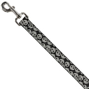 Dog Leash - Panda Bear Sugar Skull Scattered Black/White