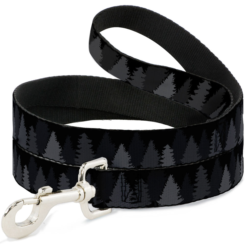 Dog Leash - Pine Tree Silhouettes Black/Grays