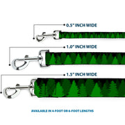 Dog Leash - Pine Tree Silhouettes Black/Greens