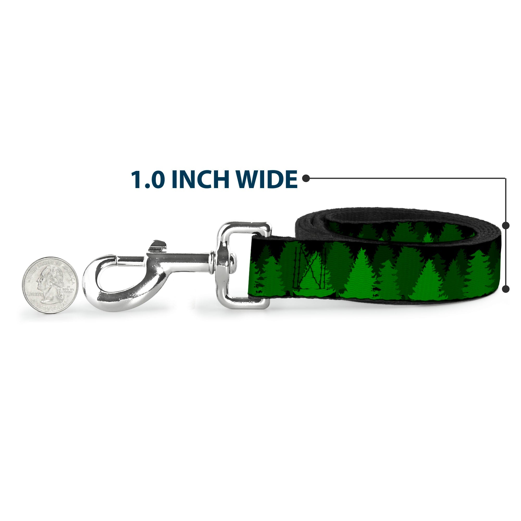 Dog Leash - Pine Tree Silhouettes Black/Greens