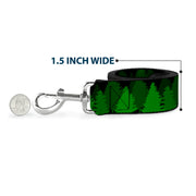 Dog Leash - Pine Tree Silhouettes Black/Greens
