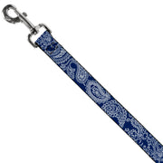 Dog Leash - Paisley Blue/White