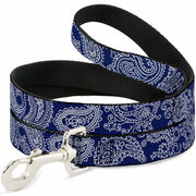 Dog Leash - Paisley Blue/White