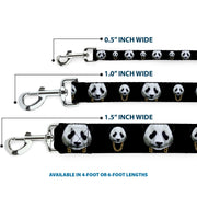 Dog Leash - Panda w/Gold Chain Black