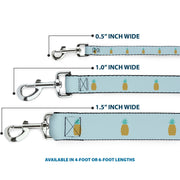 Dog Leash - Pineapple Repeat Aqua Blue