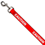 Dog Leash - Pet Quote CAUTION Red/White