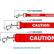 Dog Leash - Pet Quote CAUTION Red/White