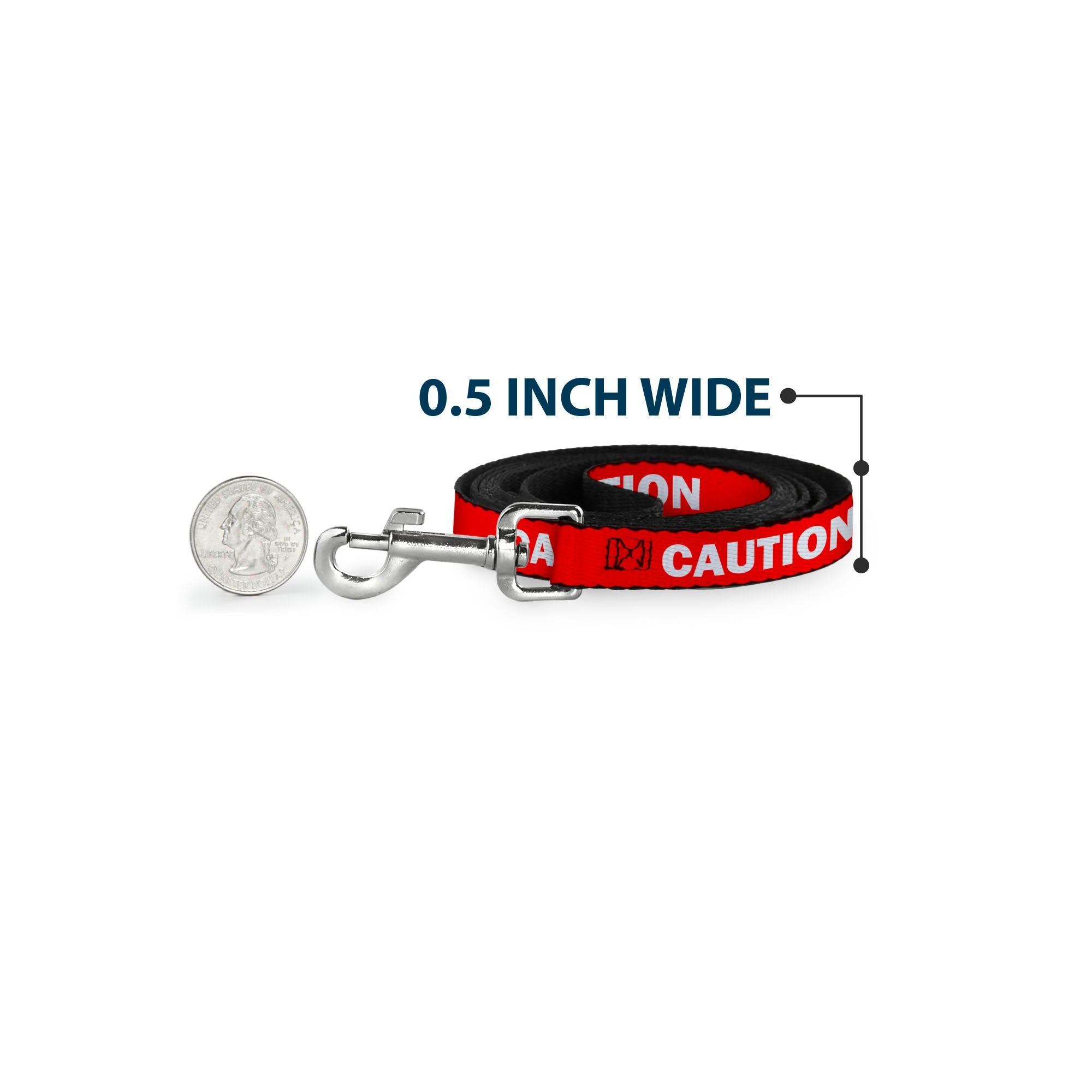 Dog Leash - Pet Quote CAUTION Red/White