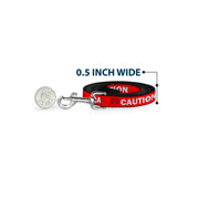 Dog Leash - Pet Quote CAUTION Red/White