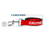 Dog Leash - Pet Quote CAUTION Red/White