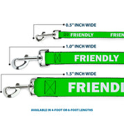 Dog Leash - Pet Quote FRIENDLY Green/White