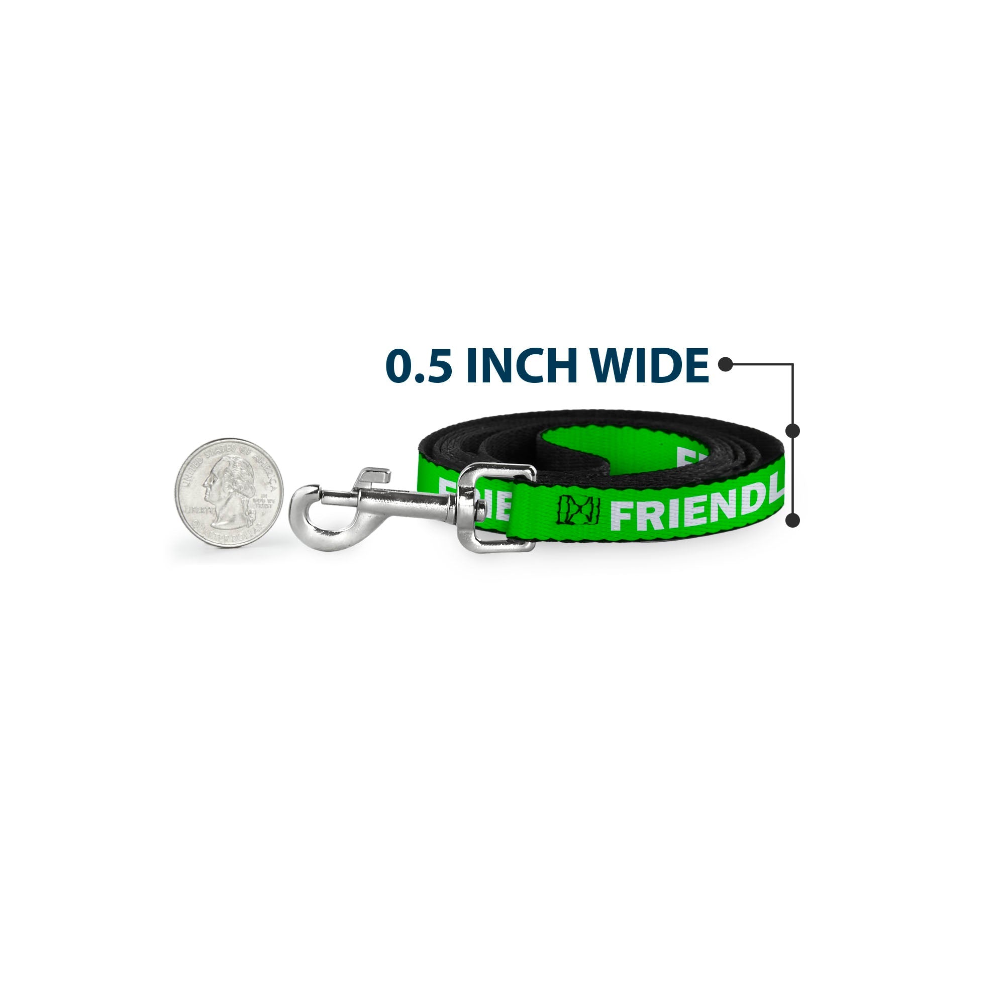 Dog Leash - Pet Quote FRIENDLY Green/White