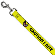Dog Leash - Pet Quote CAUTION I BITE/Dog Growl Yellow/Black