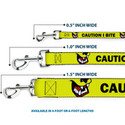 Dog Leash - Pet Quote CAUTION I BITE/Dog Growl Yellow/Black