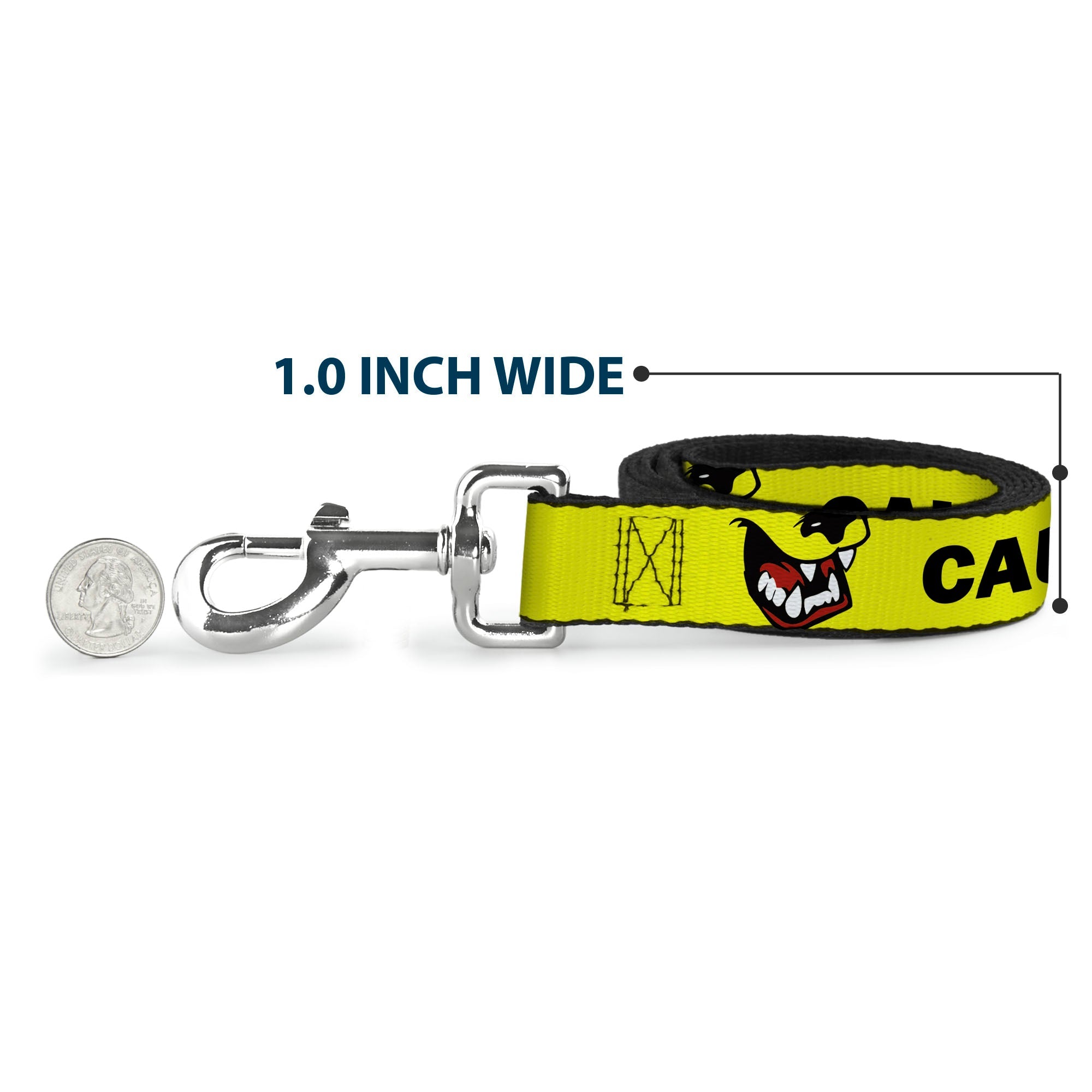 Dog Leash - Pet Quote CAUTION I BITE/Dog Growl Yellow/Black