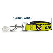 Dog Leash - Pet Quote CAUTION I BITE/Dog Growl Yellow/Black