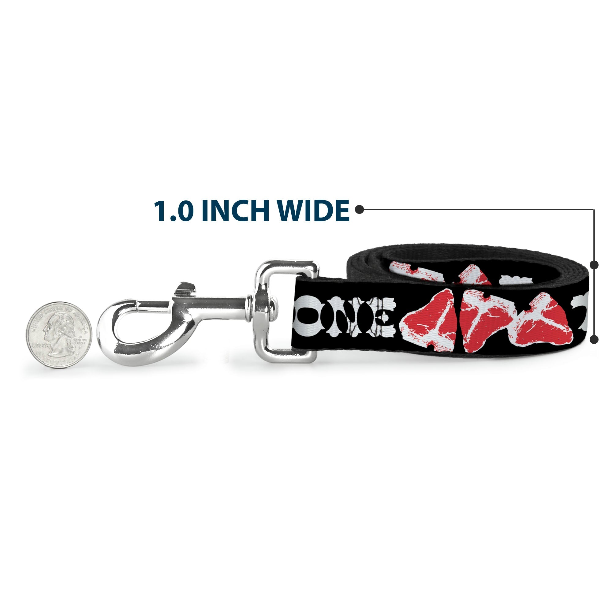 Dog Leash - Steaks w/T-BONE Text