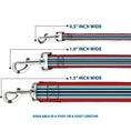 Load image into Gallery viewer, Dog Leash - Stripes Red/Blues/White
