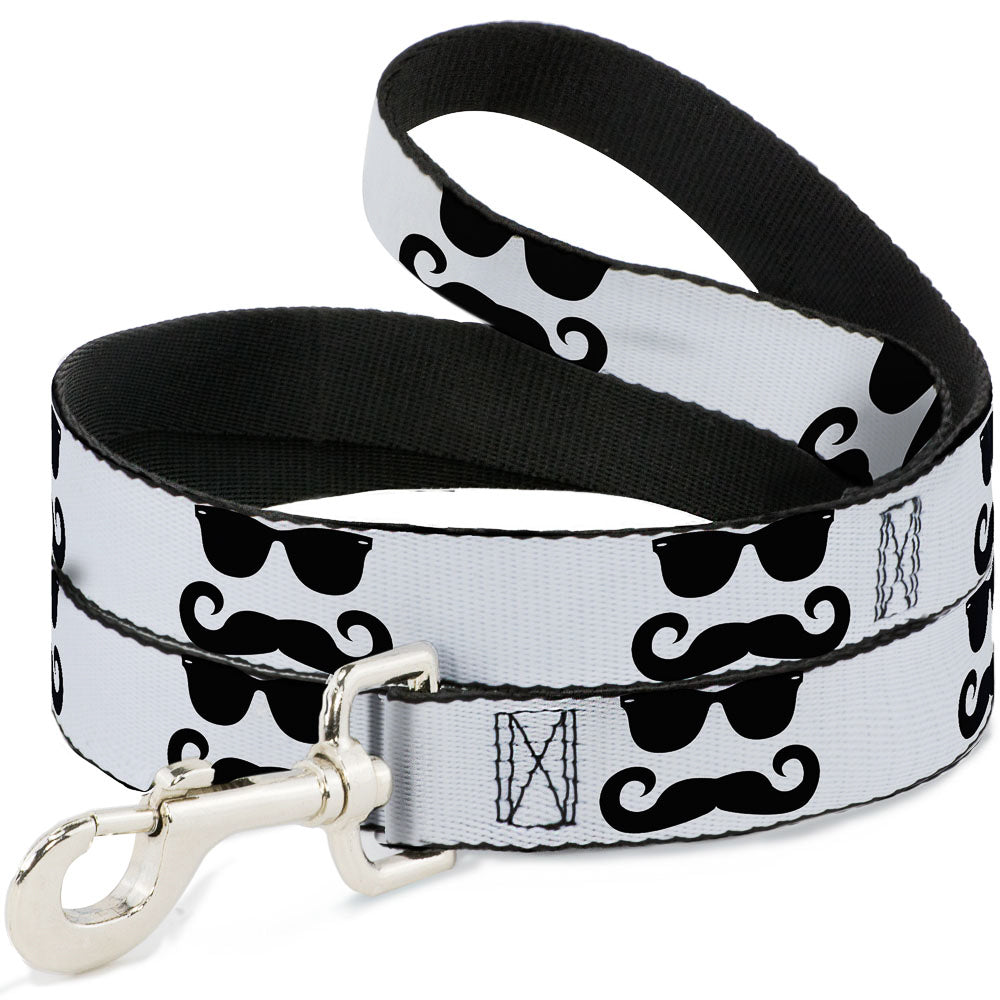 Dog Leash - Sunglasses & Mustache White/Black