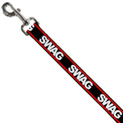 Dog Leash - SWAGG Black/White/Red Stripe