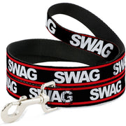 Dog Leash - SWAGG Black/White/Red Stripe