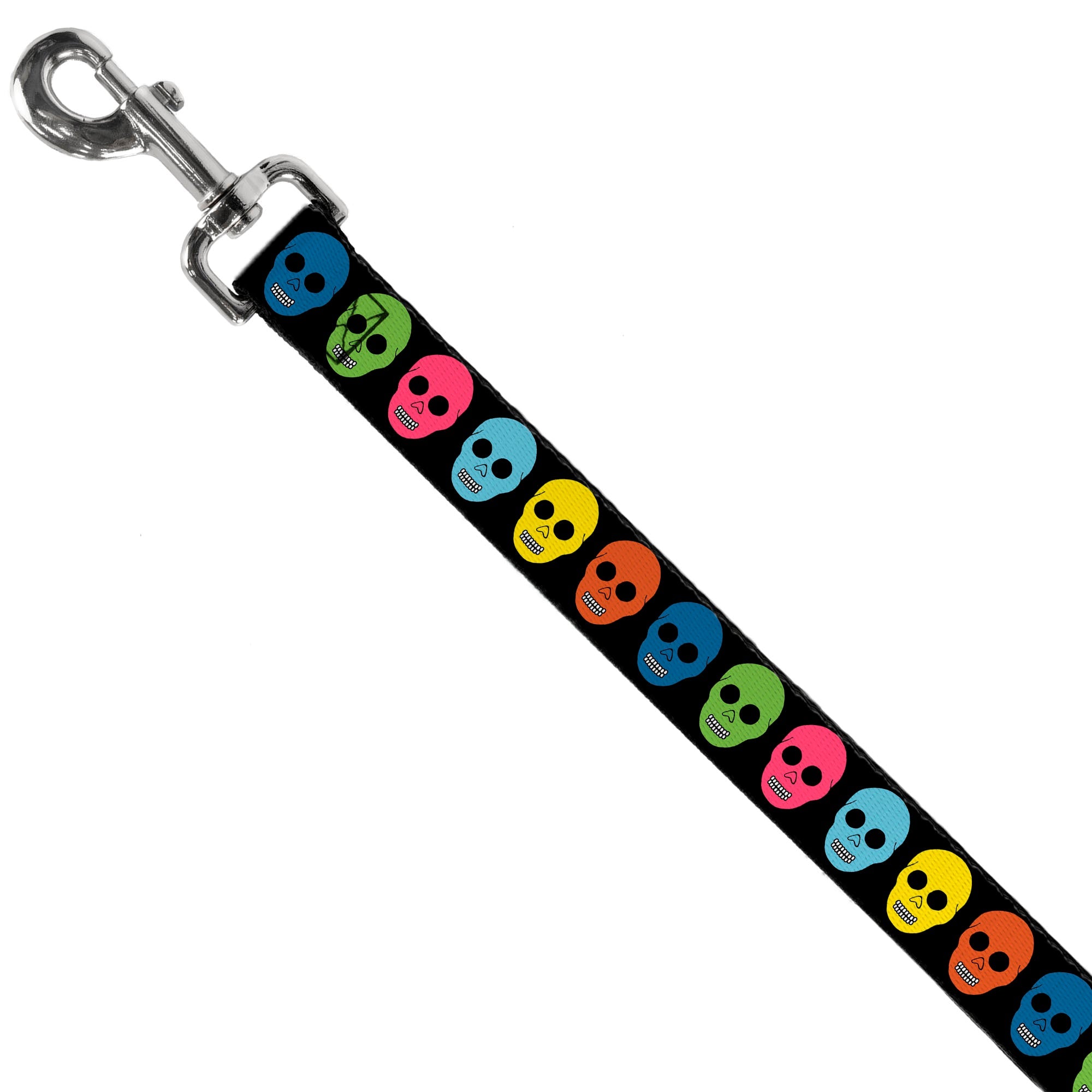 Dog Leash - Skulls Black/Multi Color