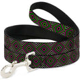Load image into Gallery viewer, Dog Leash - Square Lines Black/Greens/Pinks
