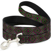 Dog Leash - Square Lines Black/Greens/Pinks