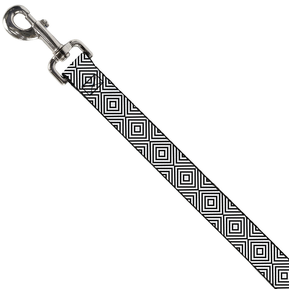 Dog Leash - Square Lines White/Black