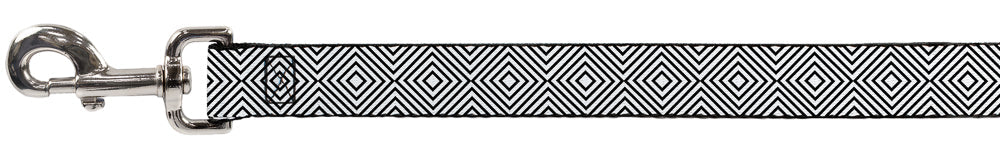 Dog Leash - Square Lines White/Black