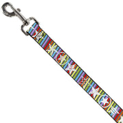 Dog Leash - Stars w/Lines Gray/Multi Color/White