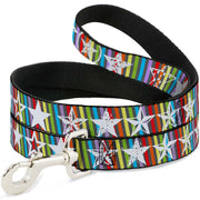 Dog Leash - Stars w/Lines Gray/Multi Color/White