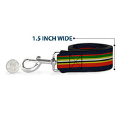 Dog Leash - Stripes Navy/Red/Yellow/Black/White/Green