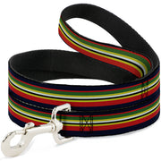 Dog Leash - Stripes Navy/Red/Yellow/Black/White/Green