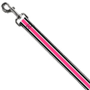 Dog Leash - Stripes White/Black/White/Pink