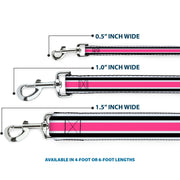 Dog Leash - Stripes White/Black/White/Pink