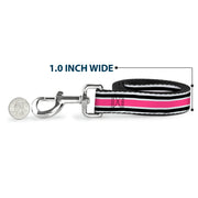 Dog Leash - Stripes White/Black/White/Pink