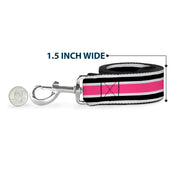 Dog Leash - Stripes White/Black/White/Pink