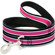 Dog Leash - Stripes White/Black/White/Pink