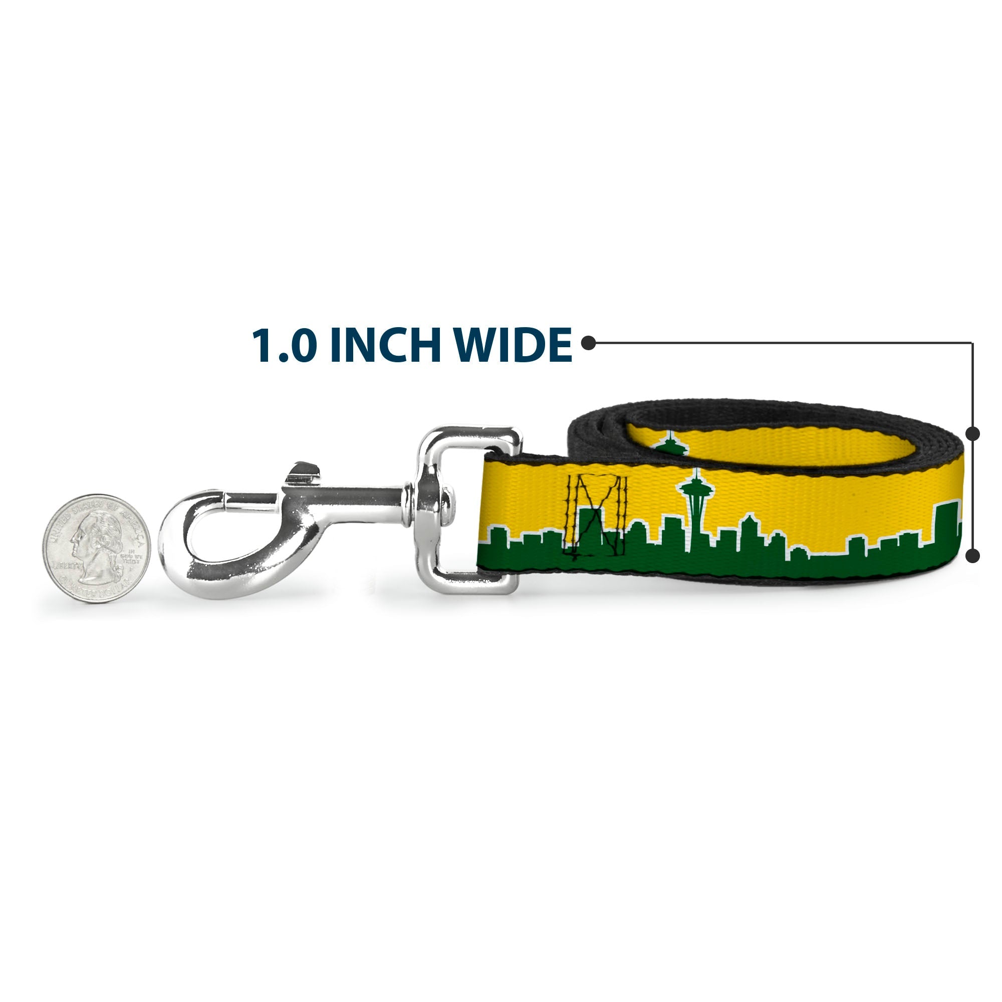 Dog Leash - Seattle Skyline Yellow/Emerald Green
