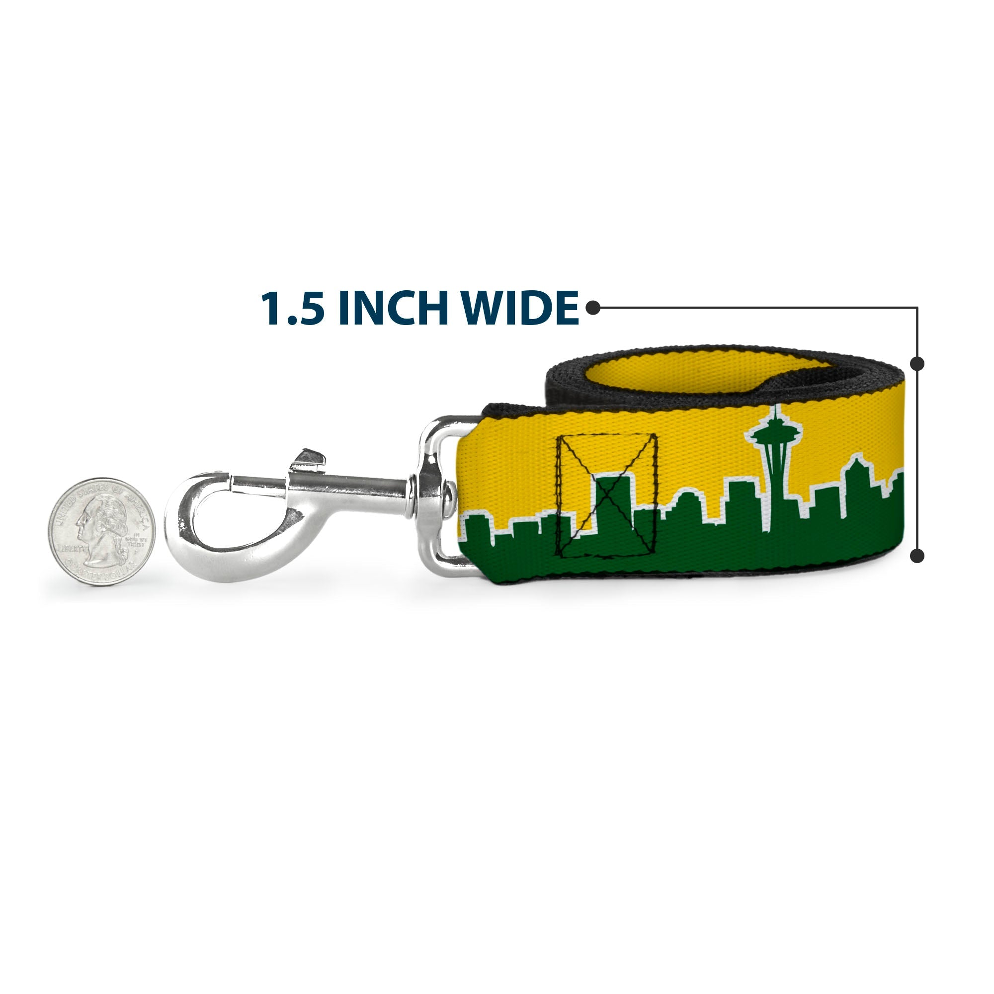 Dog Leash - Seattle Skyline Yellow/Emerald Green