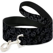 Dog Leash - Skulls Stacked Weathered Black/Gray