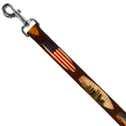 Dog Leash - Surfboard Cali Scenes/US Flag Brown